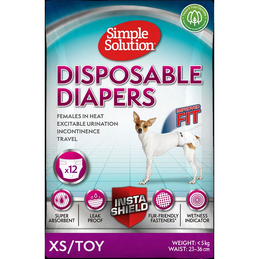 Responsible Simple Solution Disposable Dog Diaper X Small Toy Breed 12 Pack Contemporary
