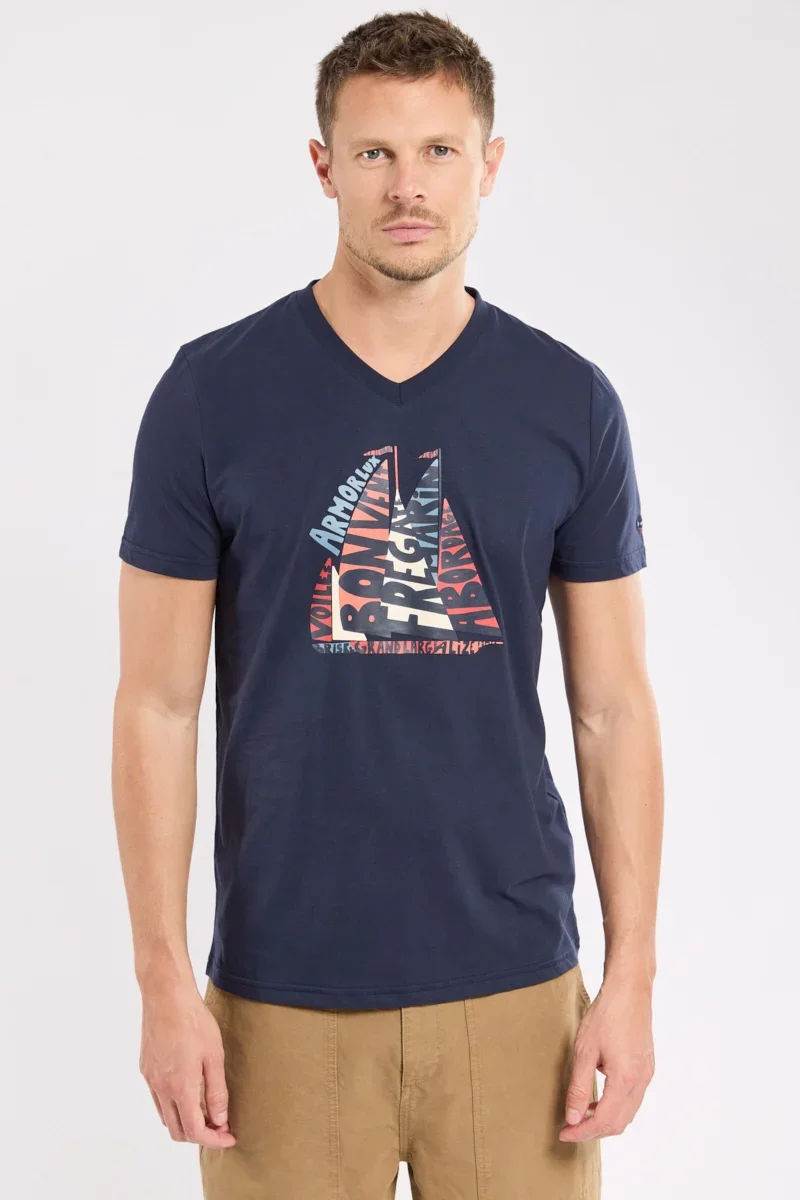Prestigious T-shirt col V sérigraphié - coton léger Relaxed