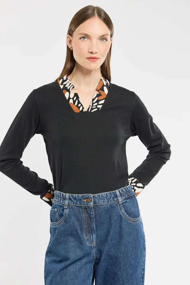 Modern T-shirt trompe l'oeil Salomé - coton Smooth