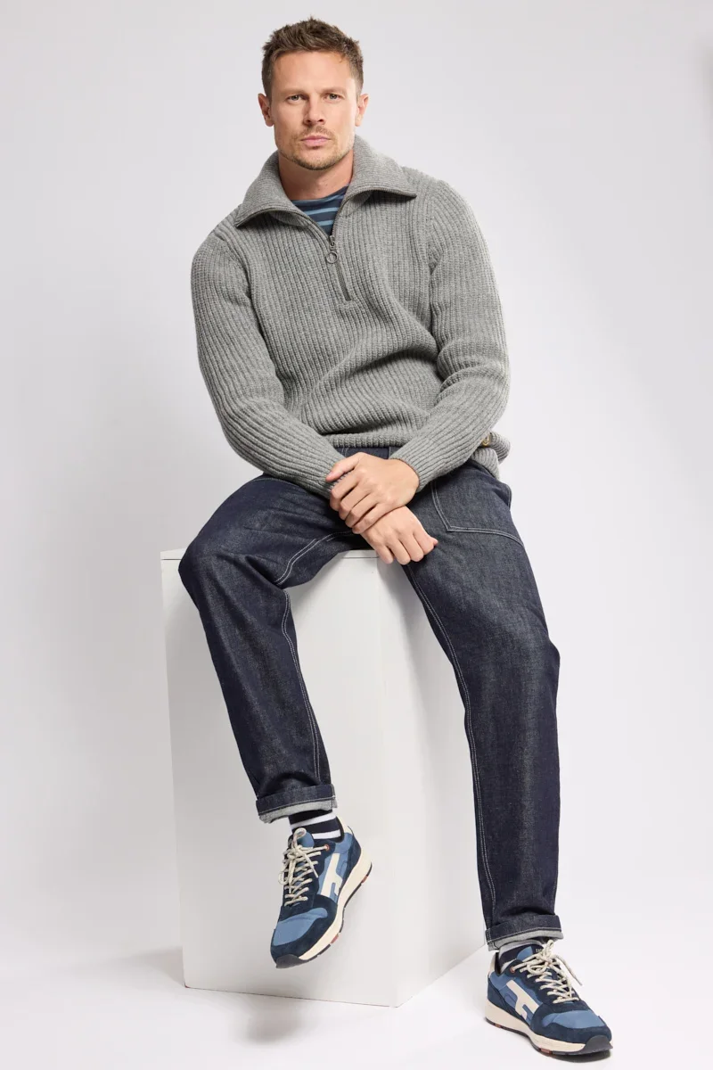 Comfortable Heritage zip-neck jumper - wool Top-Quality