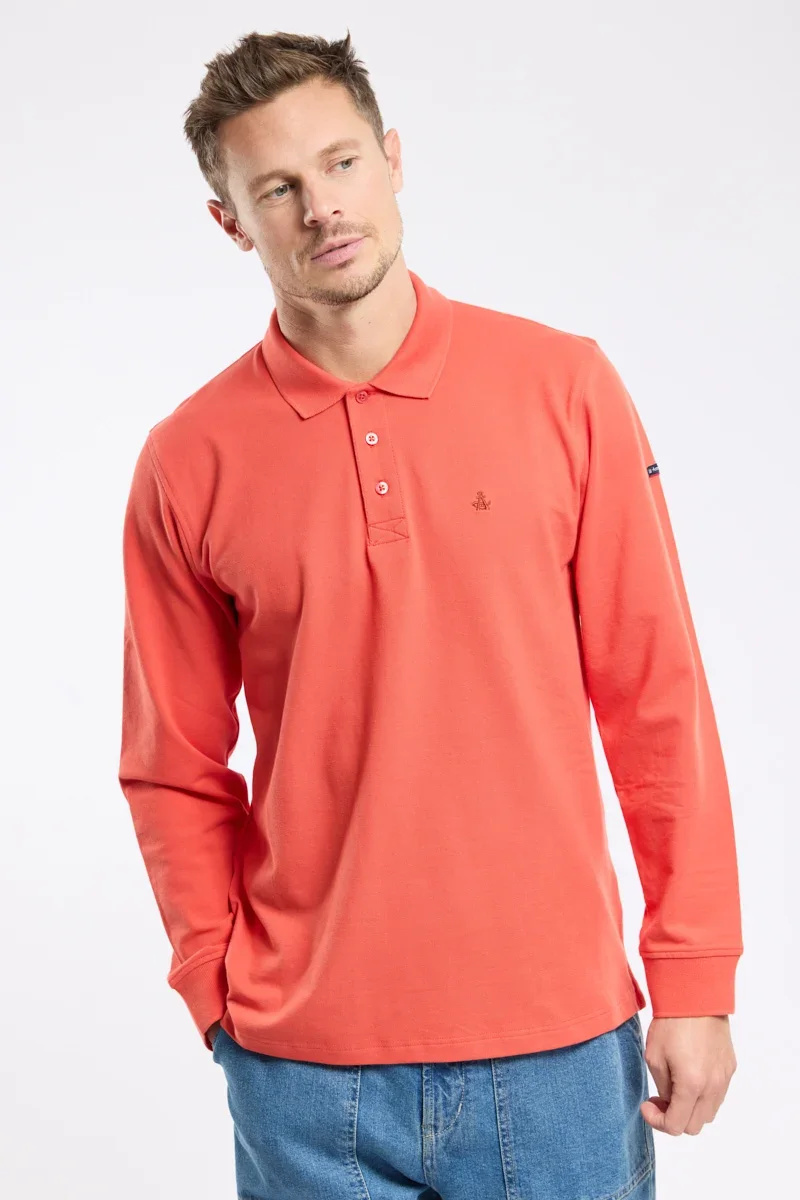 Certified Long-sleeved polo shirt - cotton piqué Optimized