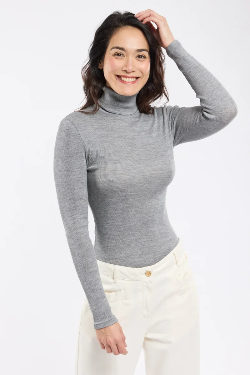 Trusted Polo neck T-shirt – wool and silk Secure