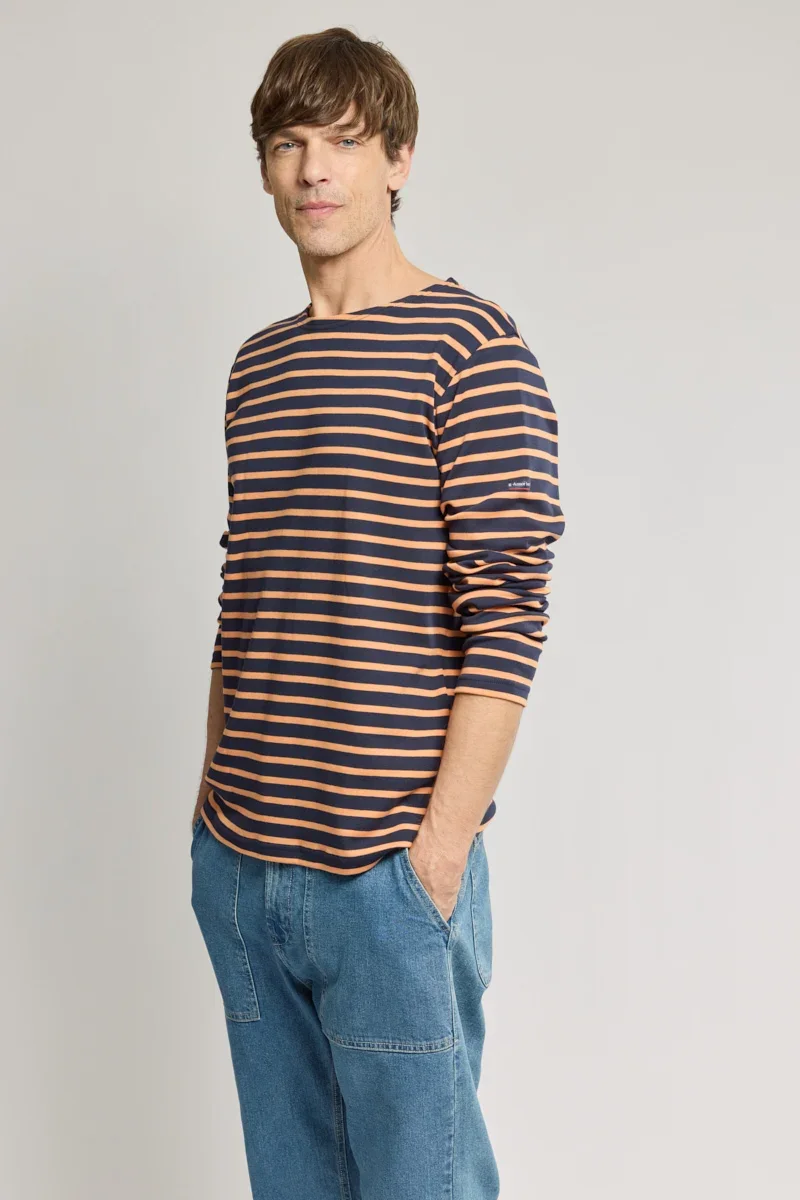 Unique Fitted Breton striped shirt - heavy cotton Green