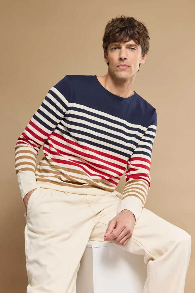 Reusable Father's Day Breton striped shirt - rustic cotton High-Quality