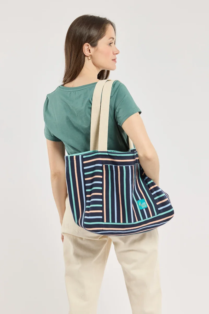 Durable Large striped bag - thick cotton Fine Crafted