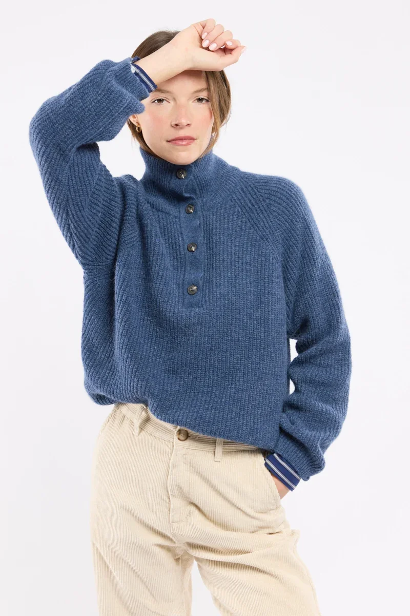Flexible Trucker neck sweater - alpaca and wool Specialty