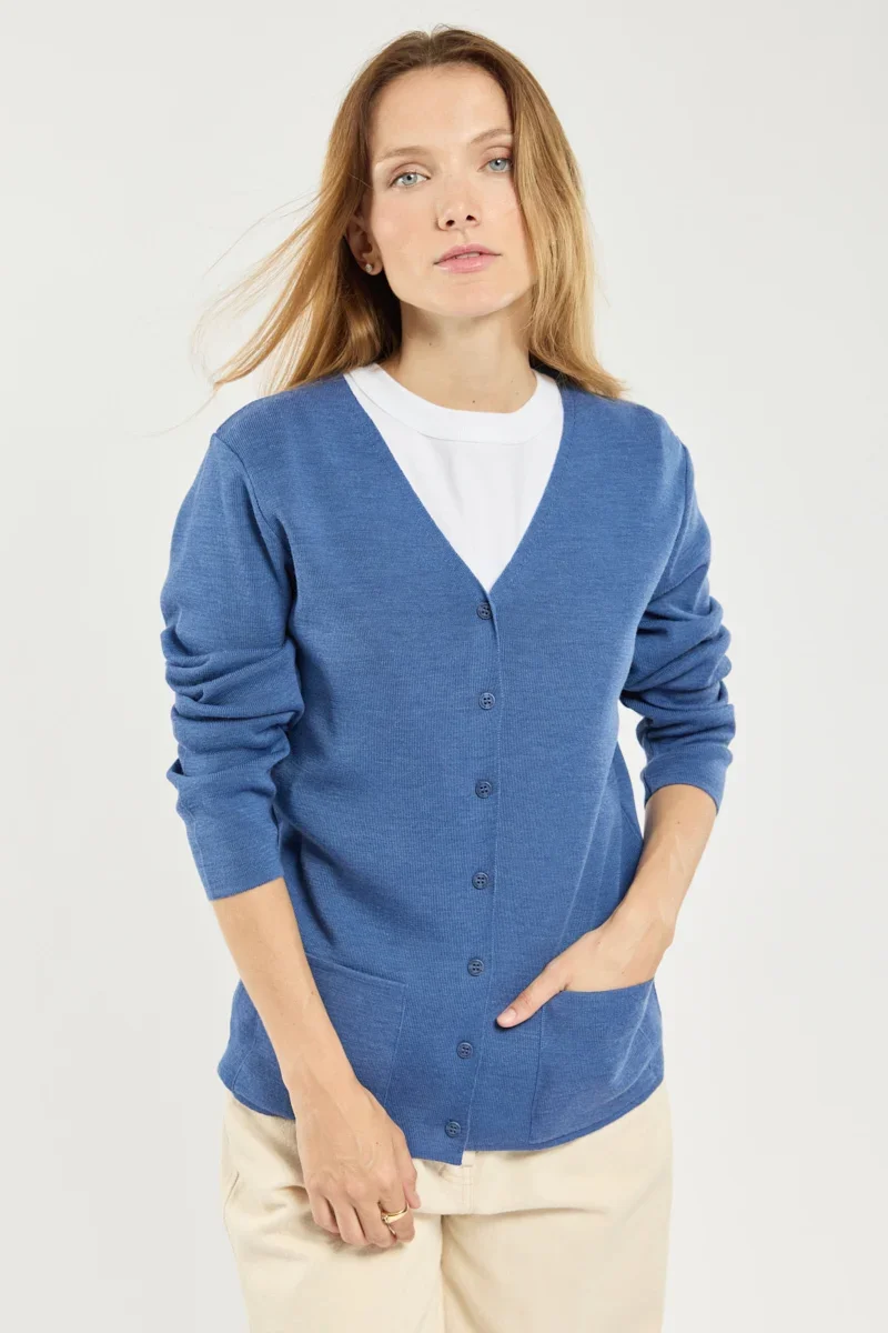 Original Design V-neck cardigan - wool and acrylic Expertly Made