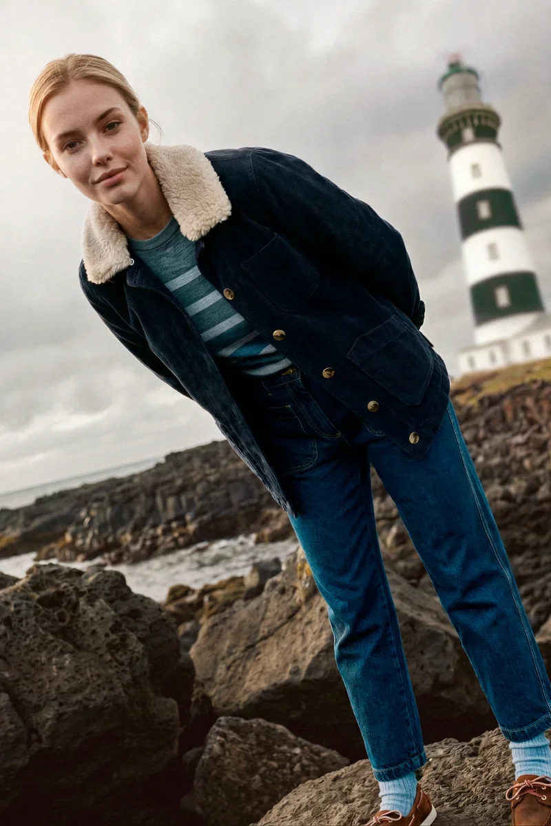 Green Heritage corduroy fisherman jacket - cotton Detailed