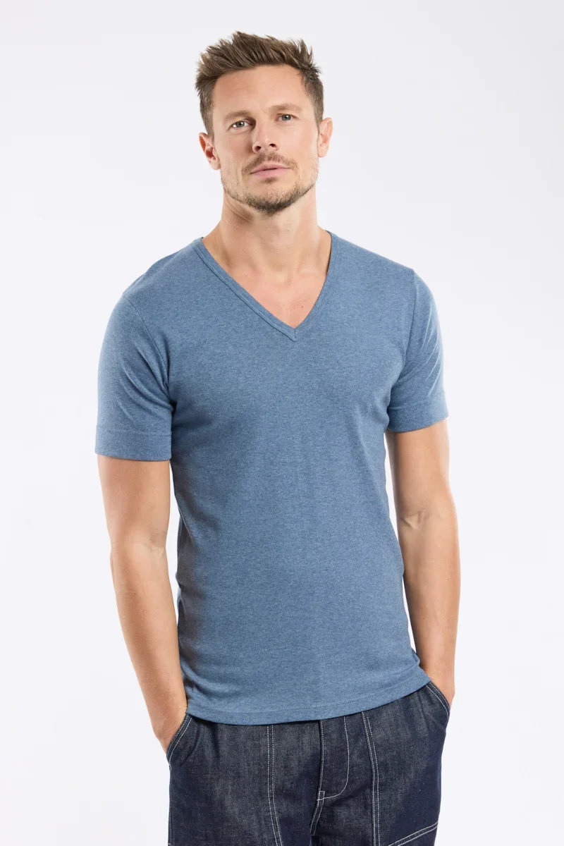 Flexible T-shirt col V - coton épais Long-Lasting