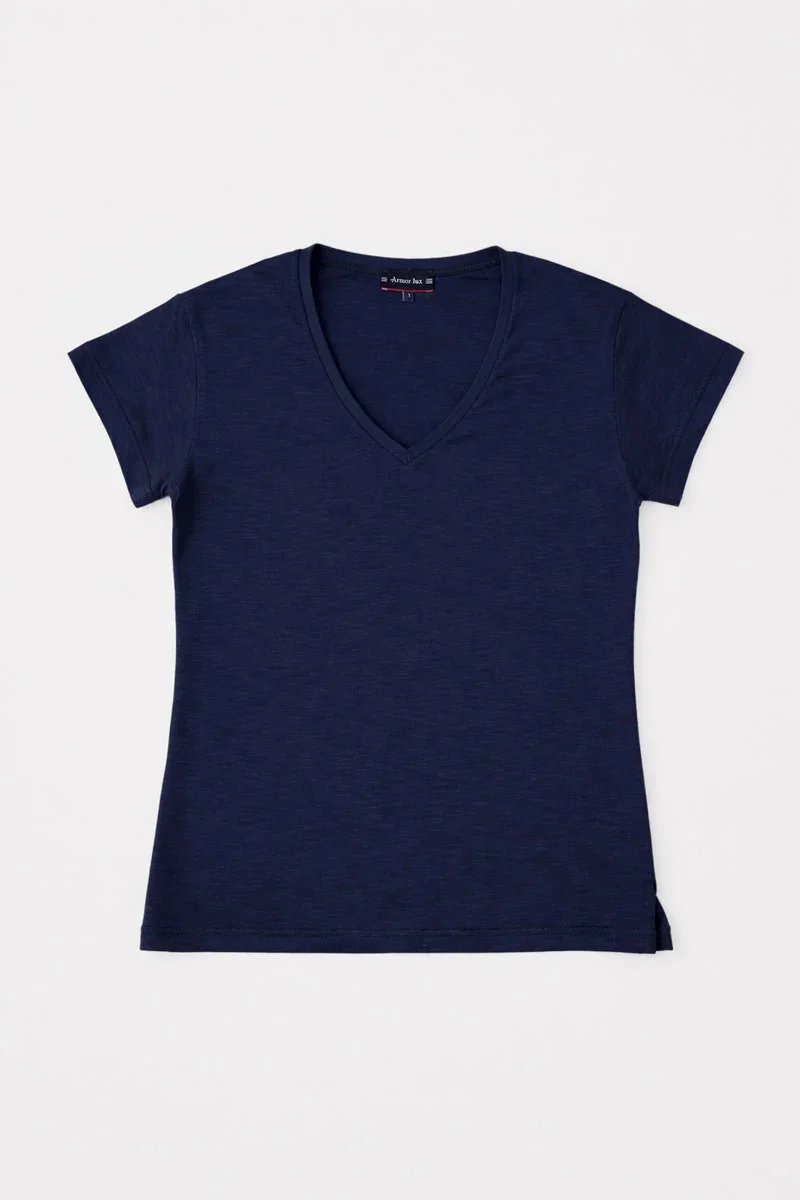 Crafted T-shirt col V - coton flammé Breathable
