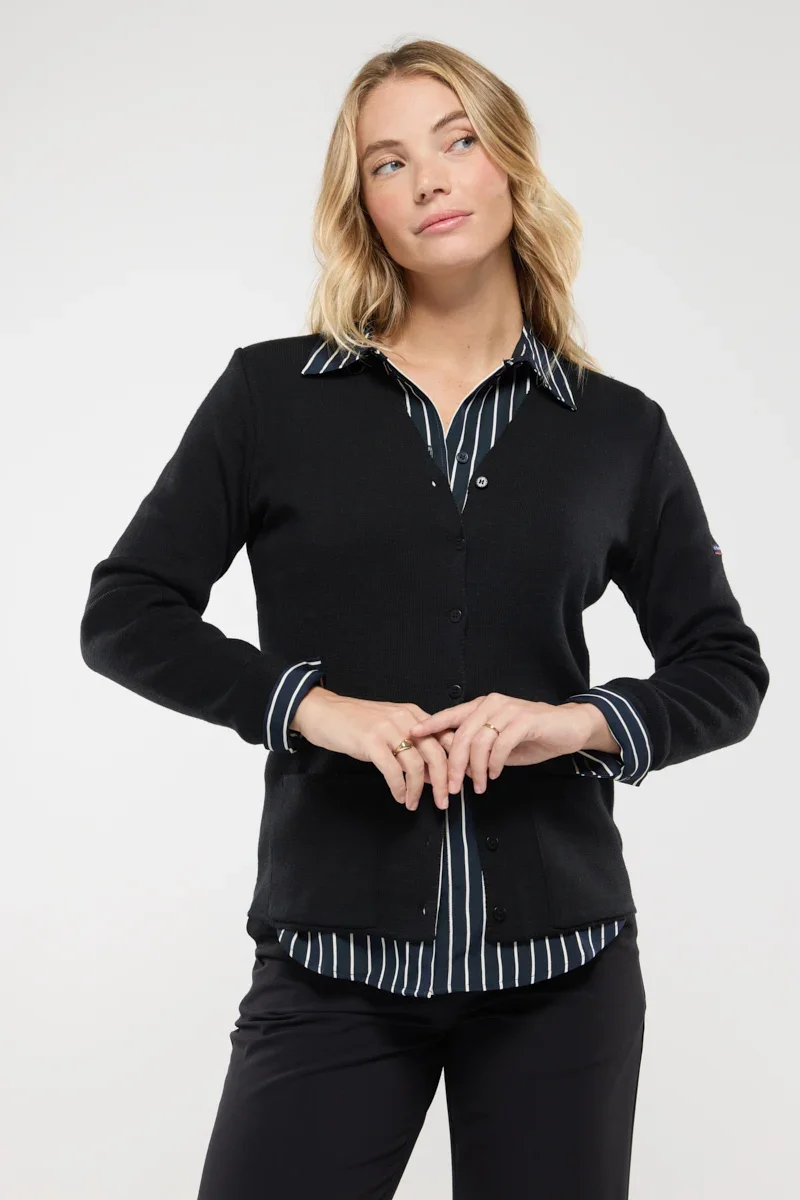 Long-Lasting Cardigan col V - laine et acrylique Sophisticated