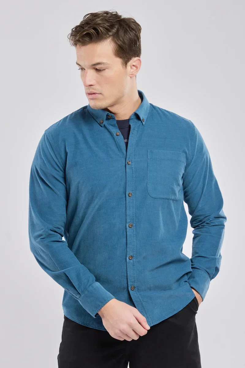 Casual Chemise maches longue droite col boutonné High-End