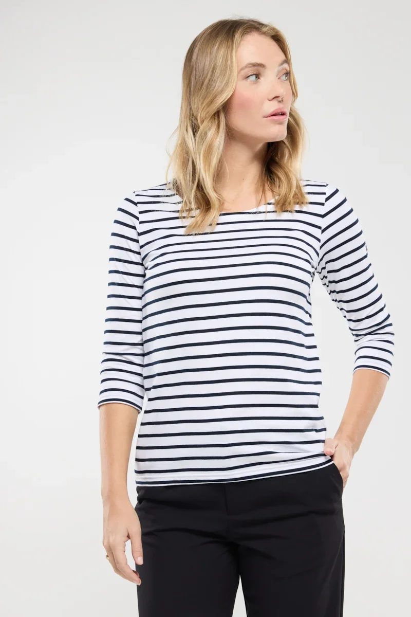 Genuine 3 4 sleeve Breton striped shirt - light cotton Healthy