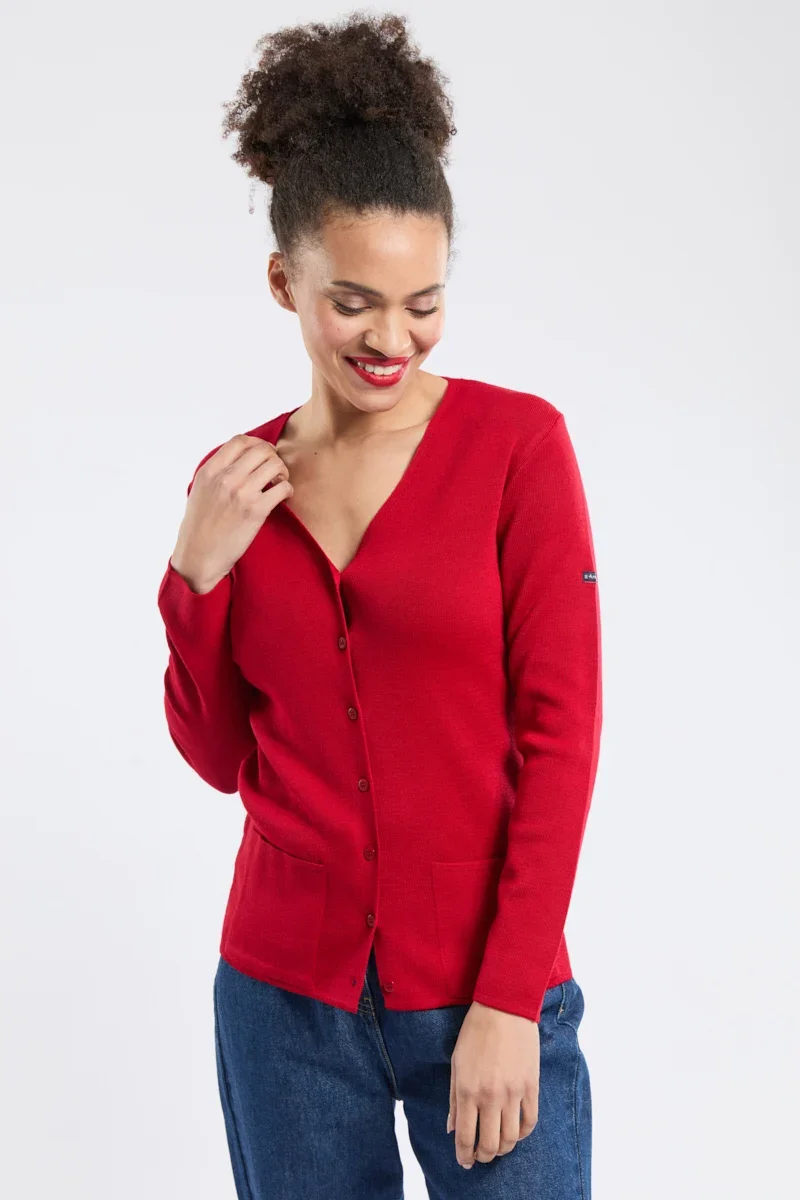 Efficient V-neck cardigan - wool and acrylic Dependable