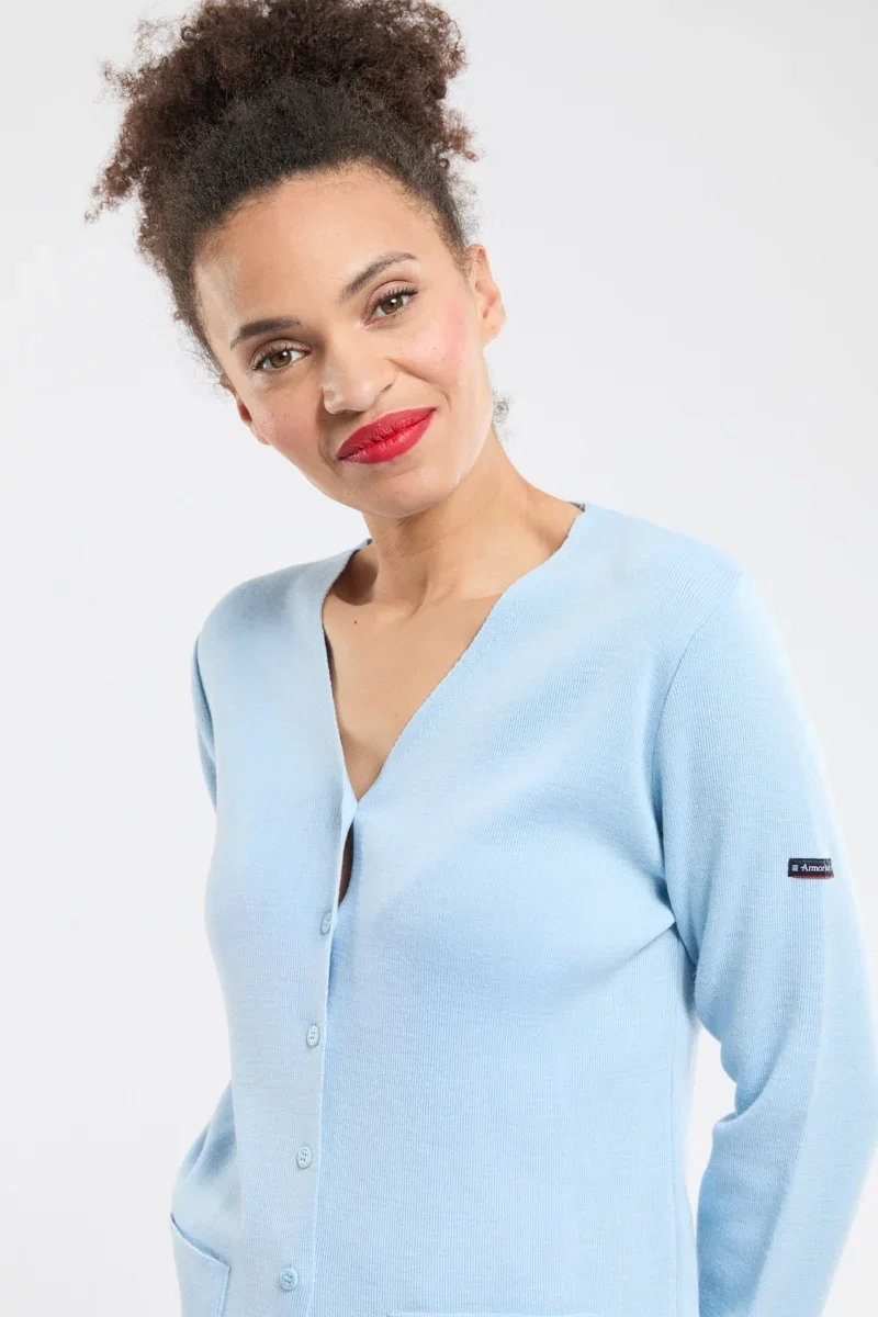 Secure V-neck cardigan - wool and acrylic Responsible