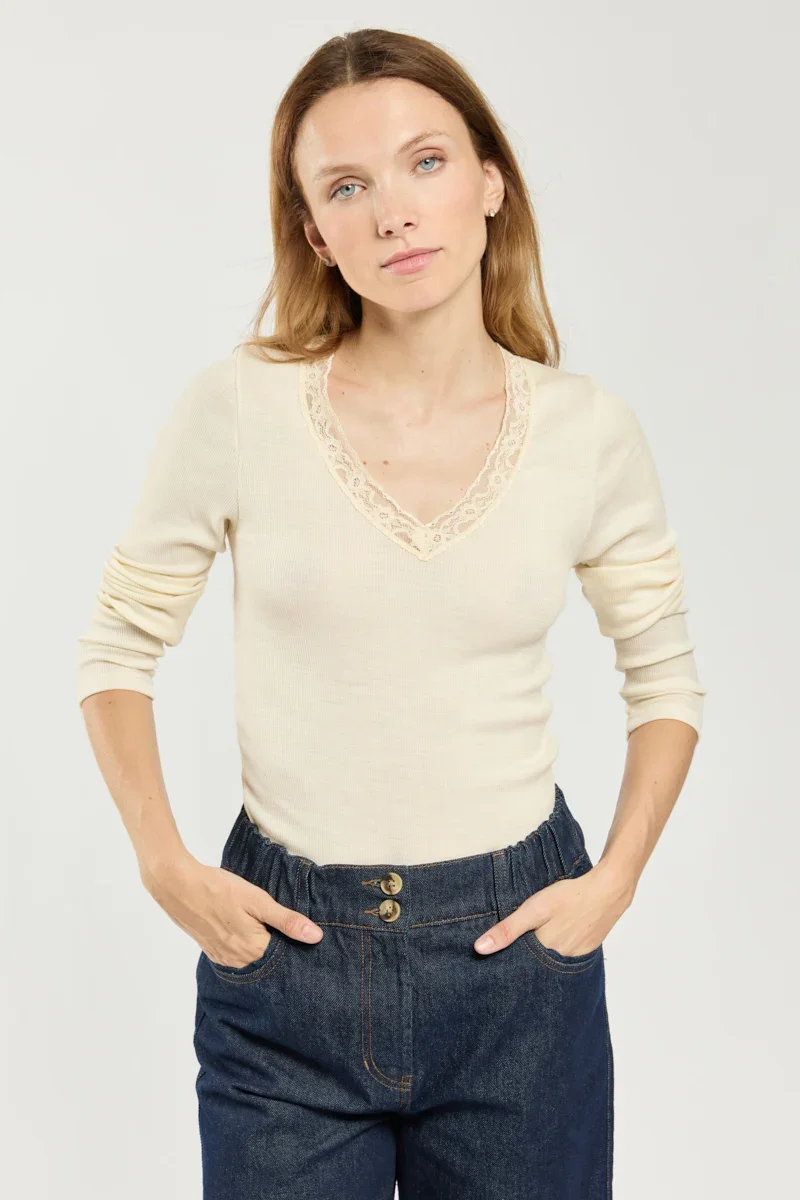 Powerful Long-sleeved T-shirt - wool and silk High-Grade