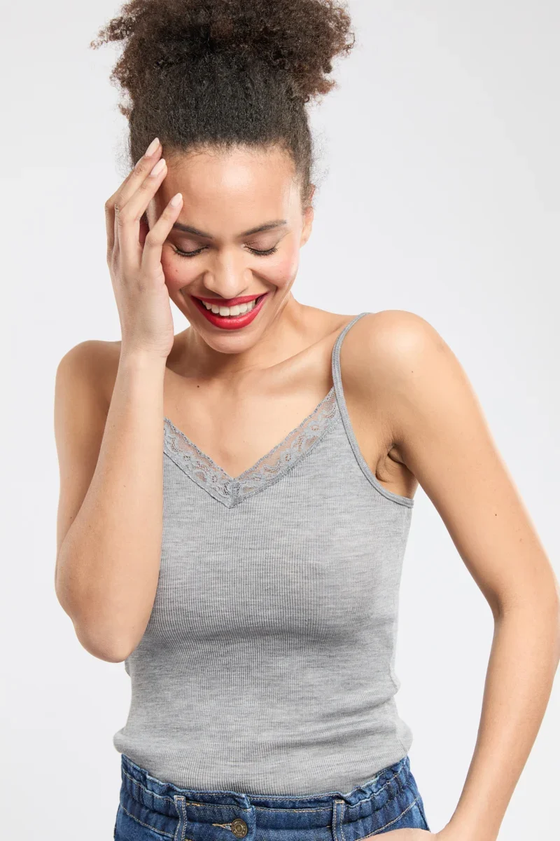 Reusable Camisole with lace trim - wool and silk Classic