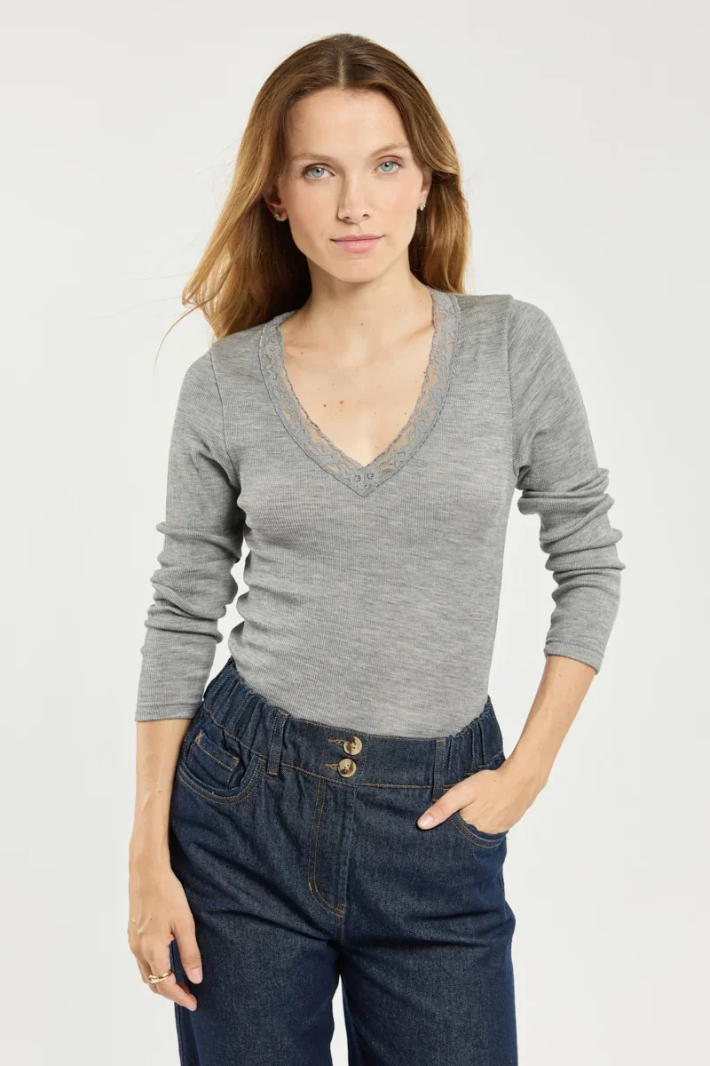 Long-Lasting Long-sleeved T-shirt - wool and silk Next-Generation