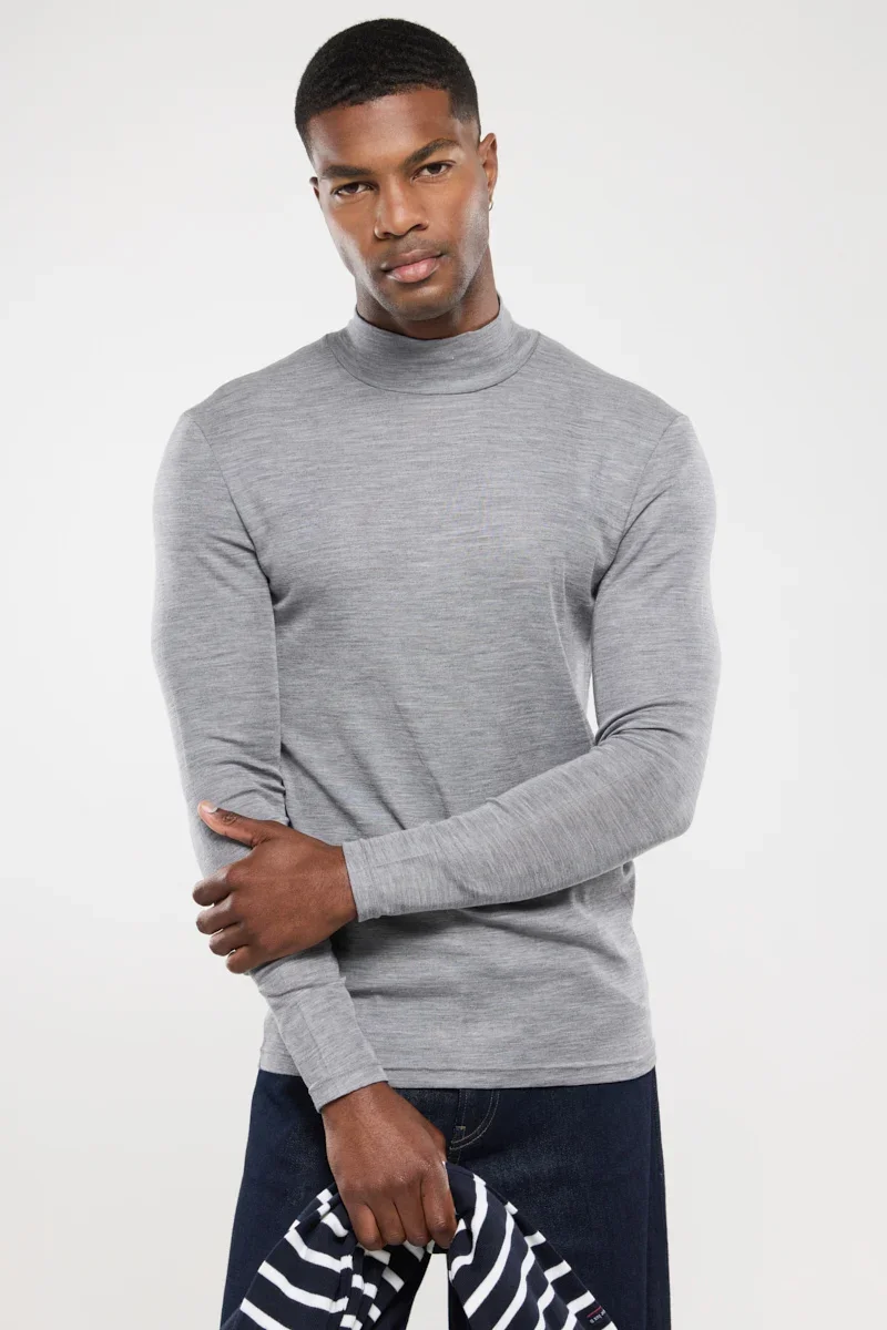 Safe High neck long-sleeved T-shirt - wool and silk Advanced