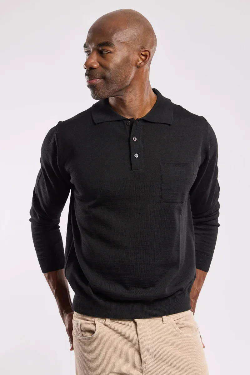 Traditional Bérac long-sleeved polo shirt - merino wool Easy-to-Use