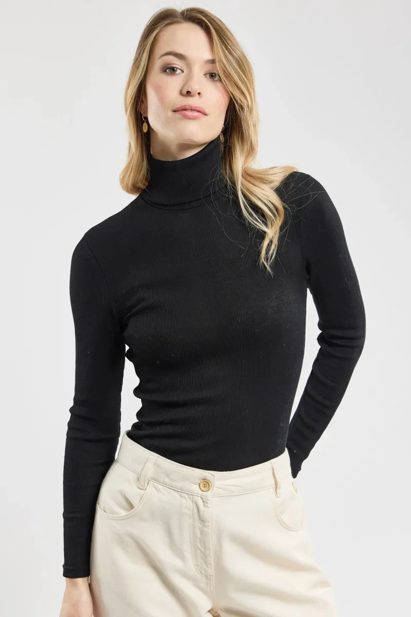 First-Class Polo neck T-shirt – wool and silk Authentic