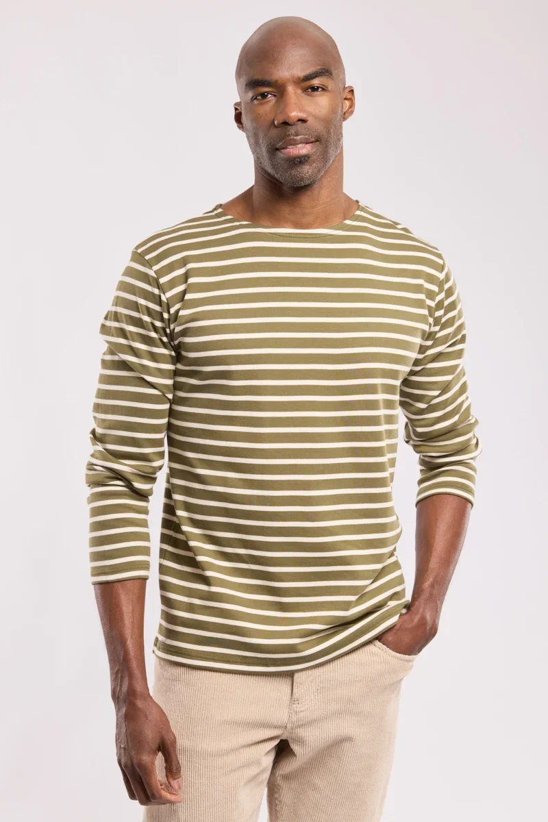 Lightweight Fitted Breton shirt - thick cotton Green