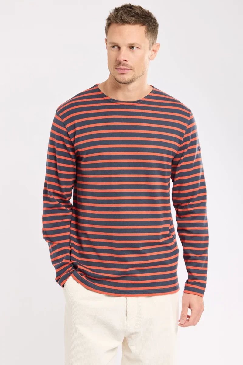 Soft Breton striped shirt with elbow patches - rustic cotton Modern
