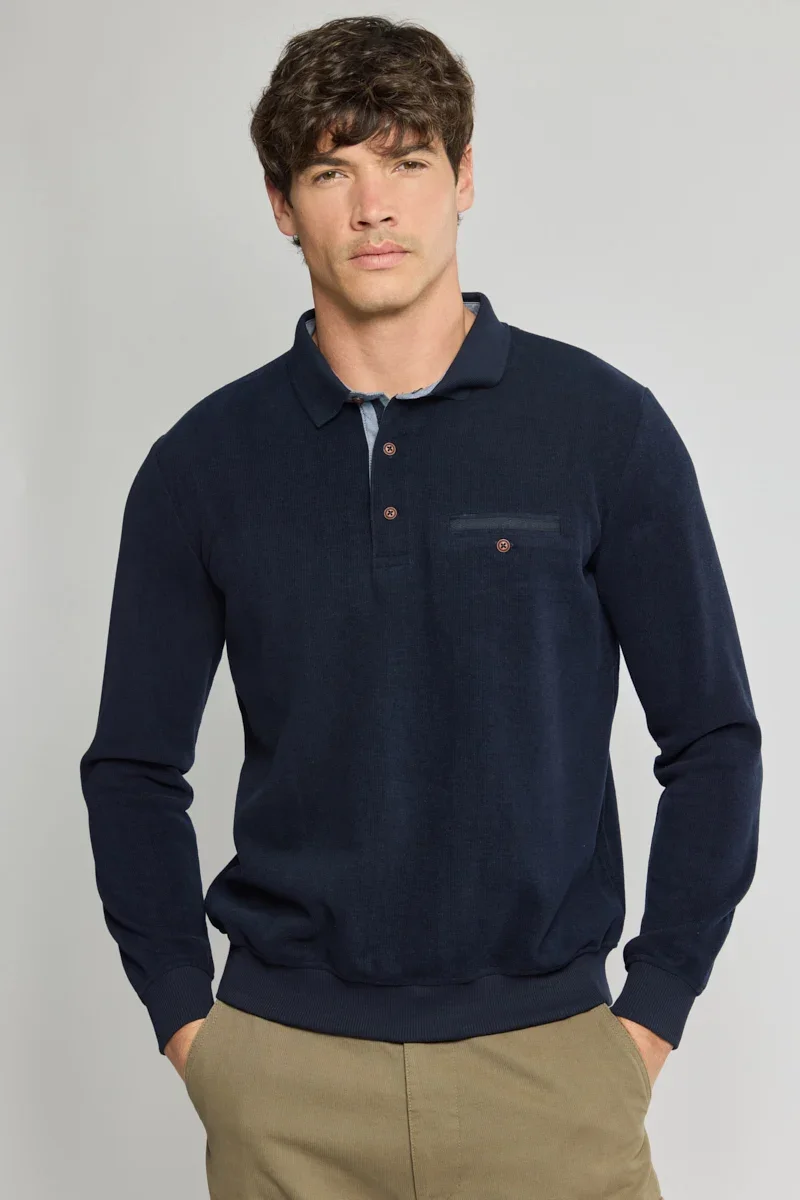 Refined Long-sleeved polo shirt Clean