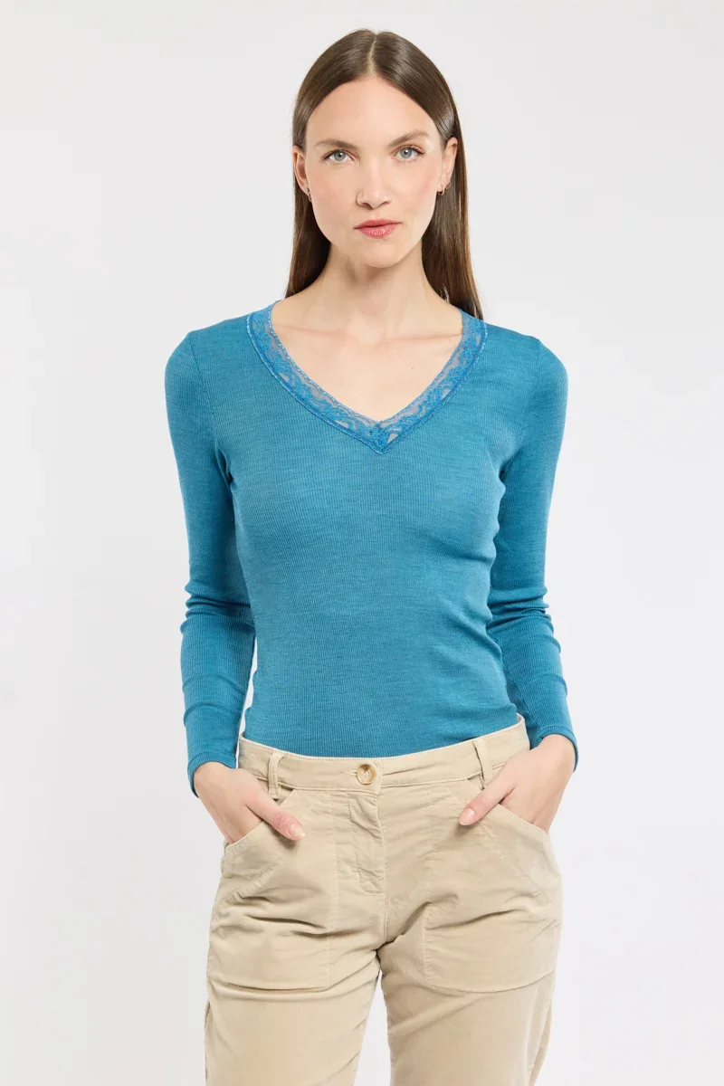 Secure Long sleeved T-shirt - wool and silk High-Performance