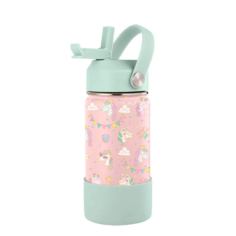 Contemporary Small Thermos Flask Double Walled Bottle With Straw Classic