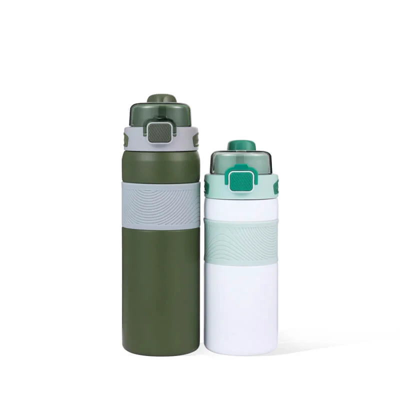 Selected 600ml 800ml Double Walled Water Bottle With Straw Top-Quality