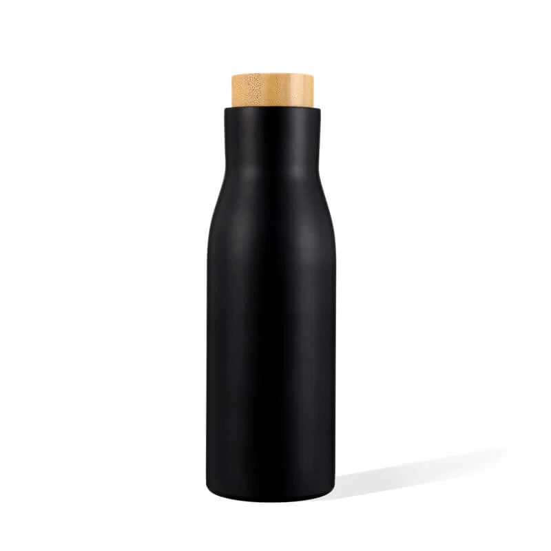 Elegant Stainless Steel Bottle With Bamboo Lid Pure