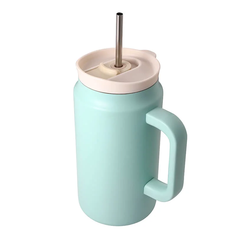 Original Design Stainless Steel Thermos Tumbler with Handle 038 Straw Lid 19313C Prestigious