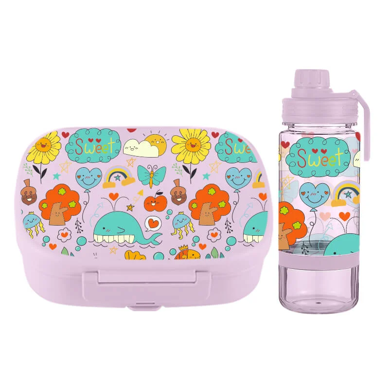 Exclusive 900 ml Plastic Bento Box Custom Logo with 18 oz Water Bottle Environmentally Friendly