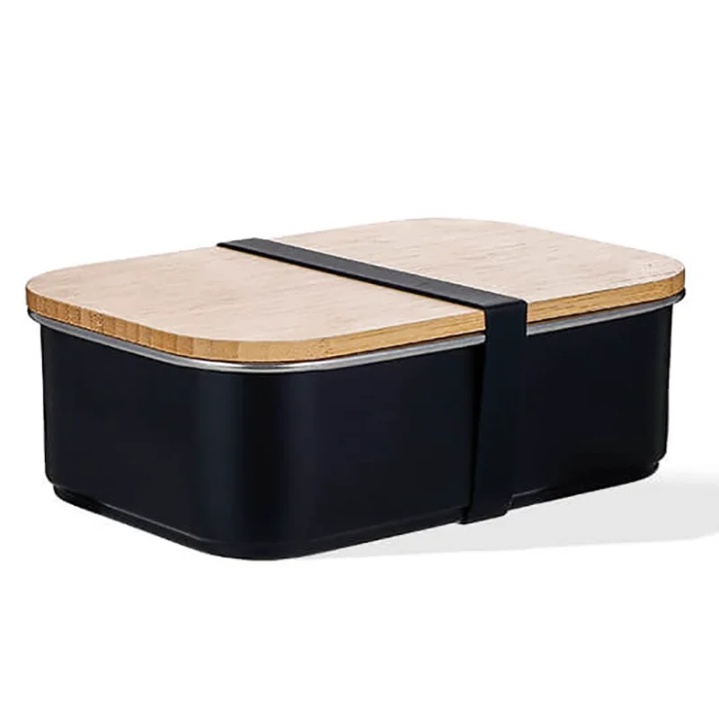 Quality 30oz Stainless Steel Metal Lunch Box with Bamboo Lid 13812D World-Class