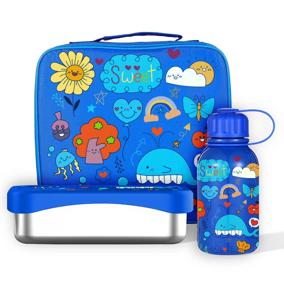 Elite 900ml Lunch Box kids Water Bottle with Bag Certified