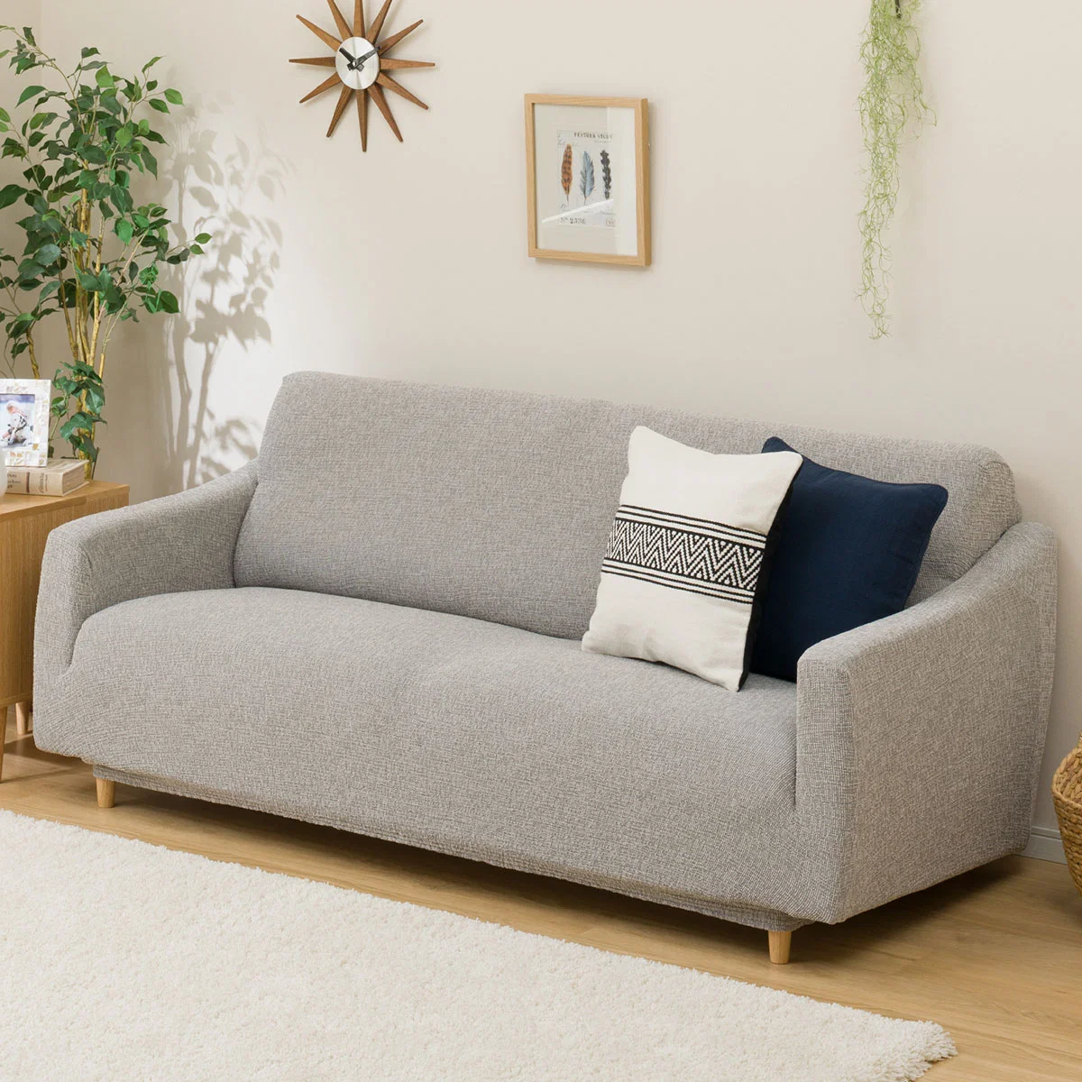 Soft STRETCHED SOFA COVER WITH ARM RESIST2 3P GY Sustainable