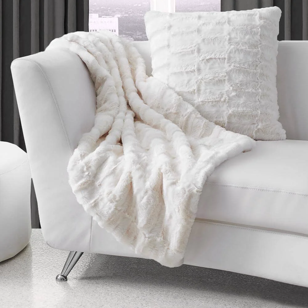 Premium Material Monroe Faux Fur Textured Throw 50x60 Breathable