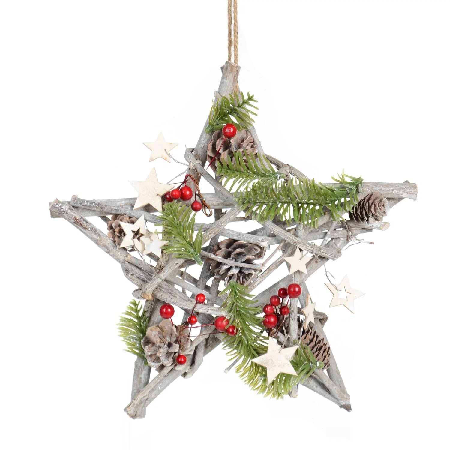 Elite 12 Decorated Hanging Wood Cluster Star Eco-Friendly