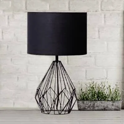Refined Black Modern Metal Wire Lamp with Shade Crafted