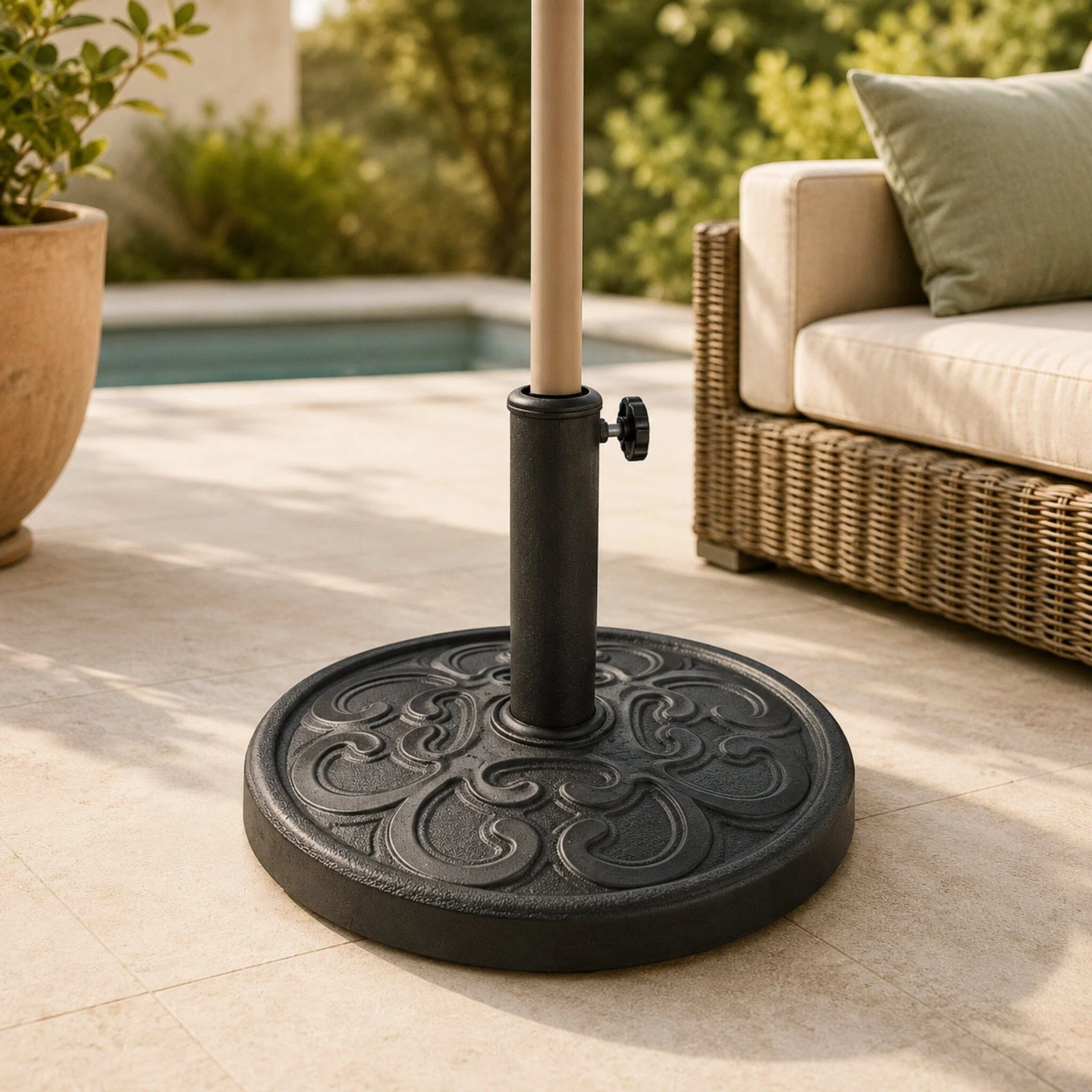 Optimized Round Patio Umbrella Base Easy-to-Use