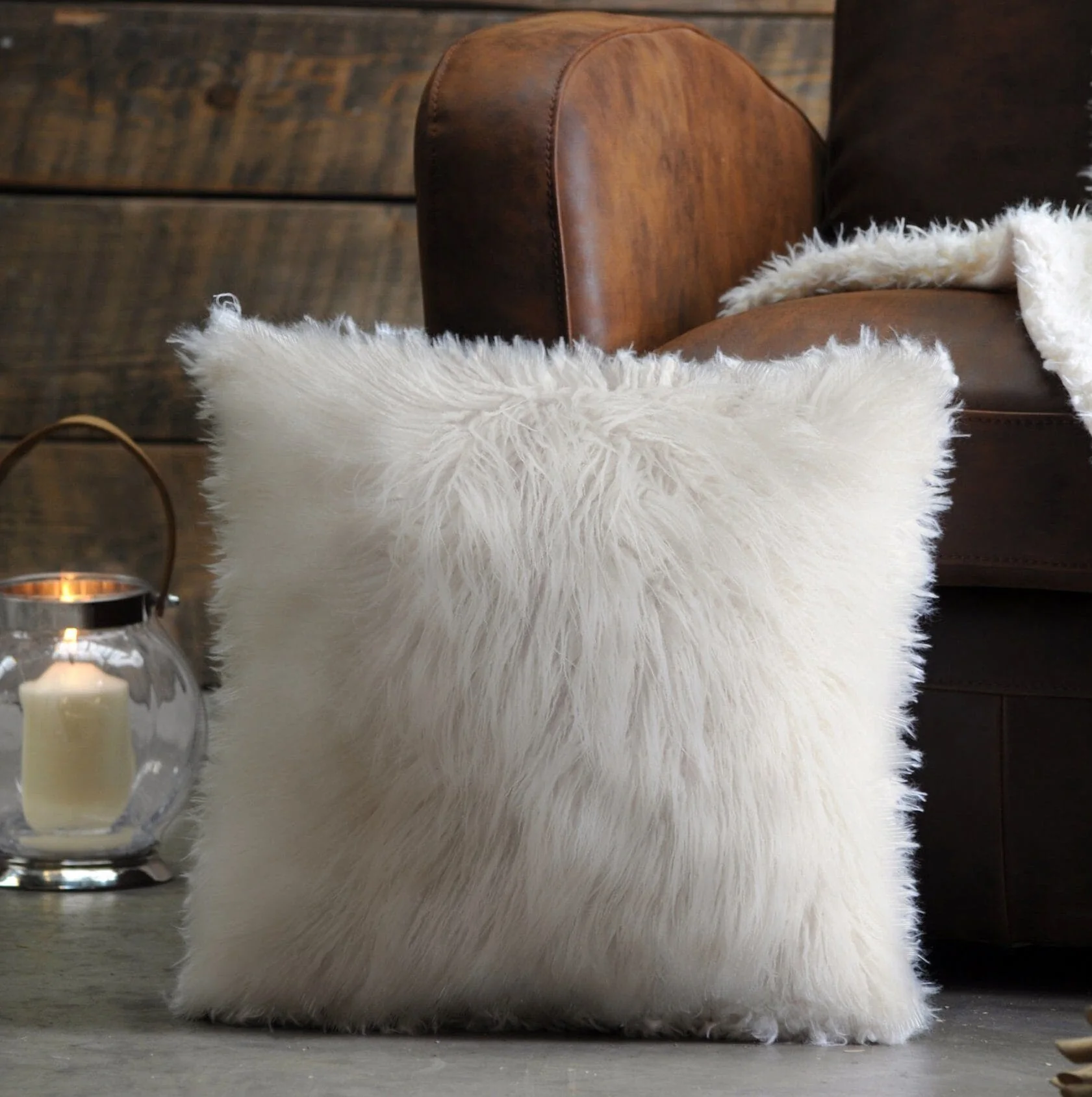 Original Faux Fur Decorative Pillow Excellent
