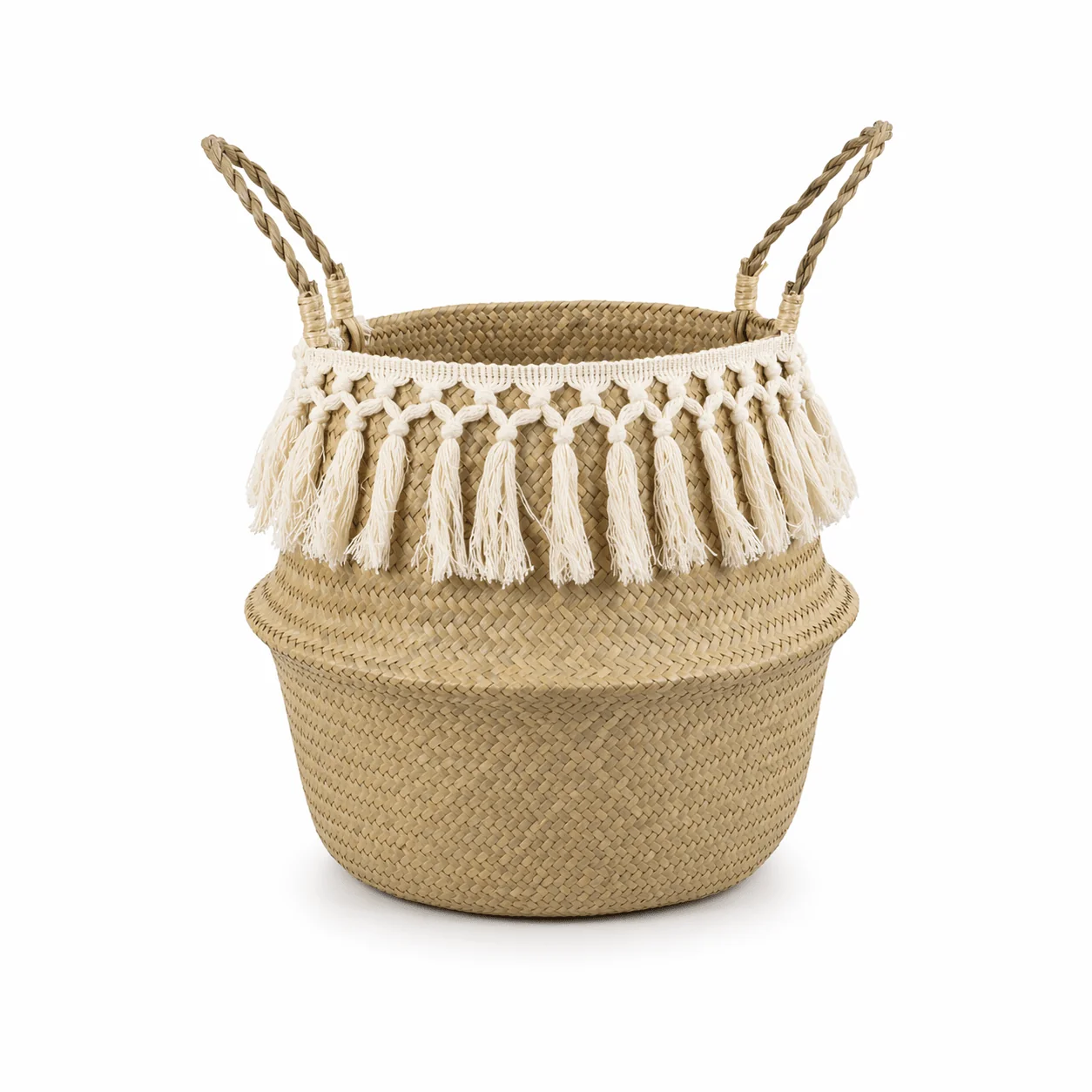 Trusted Seagrass Basket with White Tassels Optimized