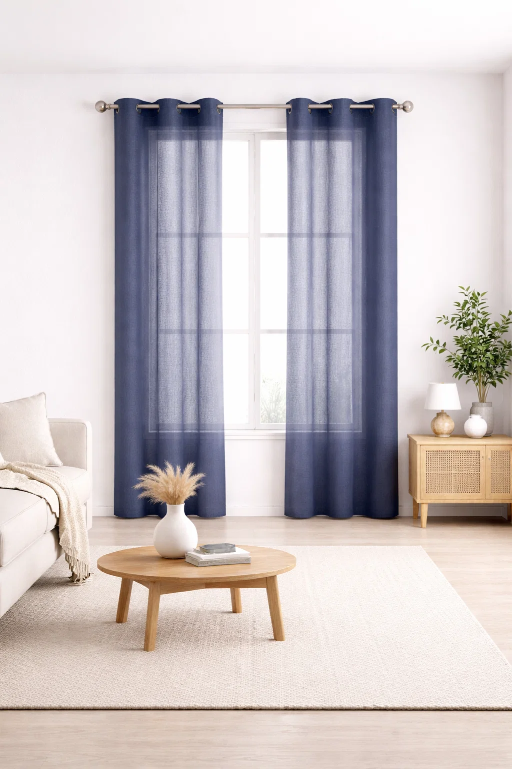 High-End Faux Linen Grommet Curtain Panels – 2 Pack Multiple Sizes Colors Specialty