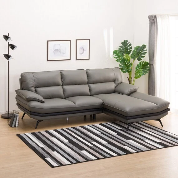 Practical CORNER SOFA LOZO KD DGY LEATHER LC Detailed