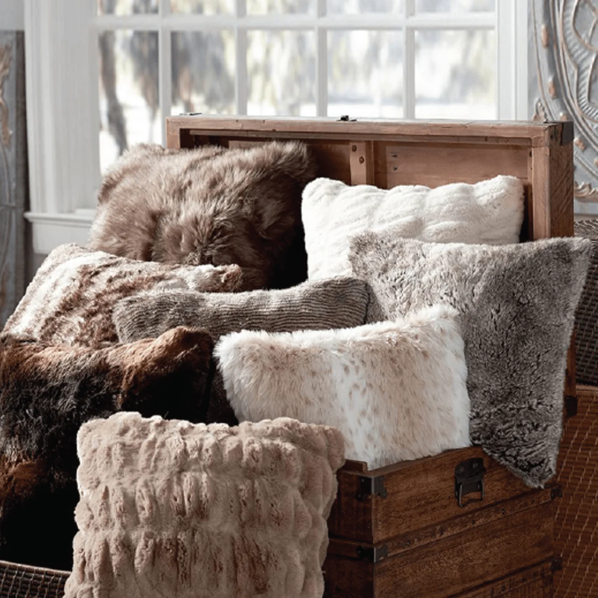 Premium Material Cushion 20x20 Throw Faux Fur Animal Skin Colours Pattern Consistent