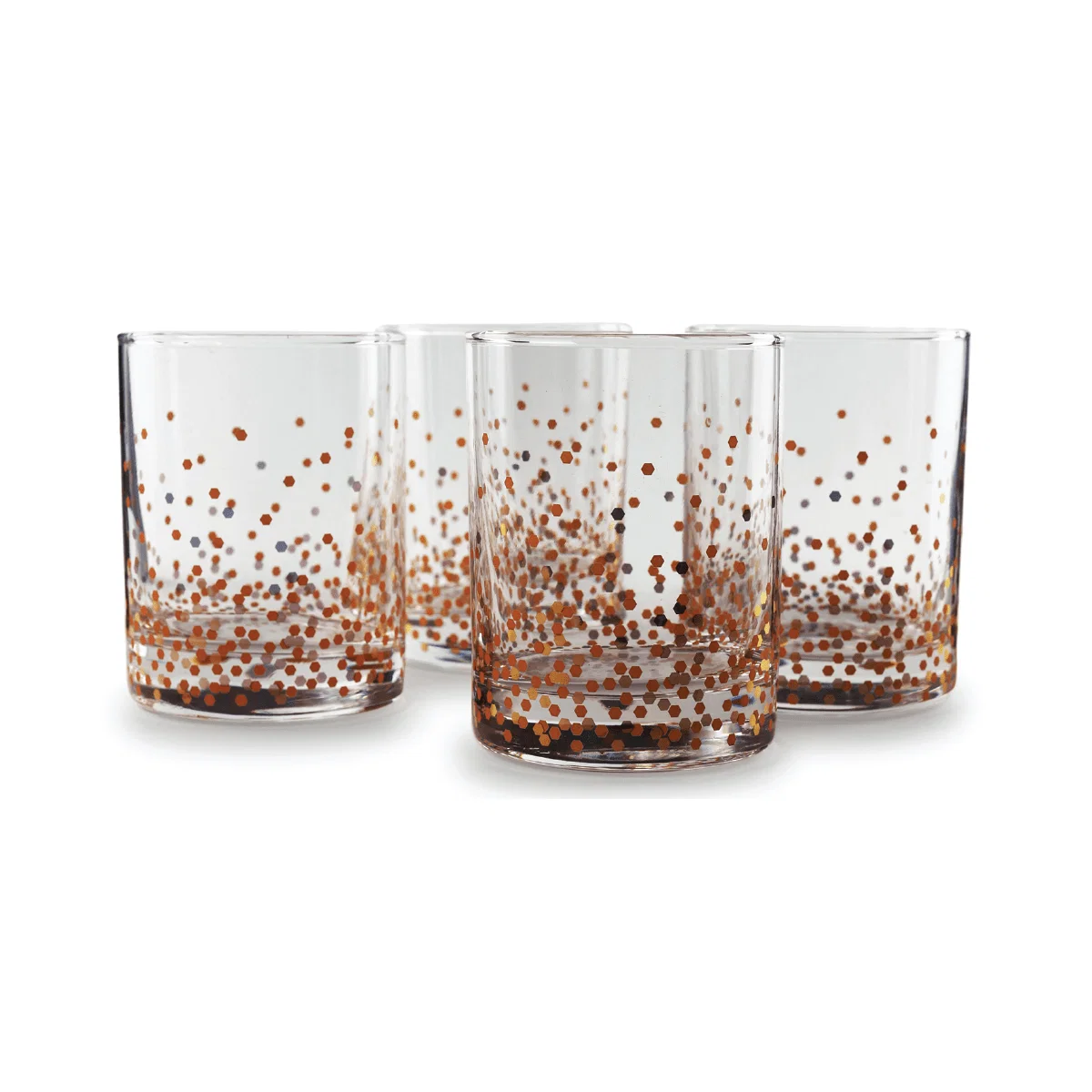 Practical CONFETTI GOLD Set of 4 Speckled Stemless Glasses 11.25 oz Efficient