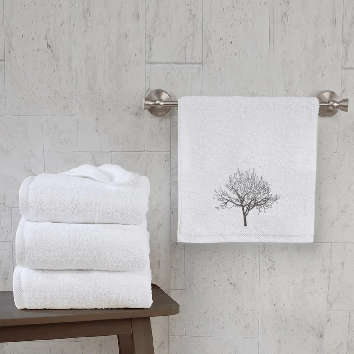 Easy-to-Use 2pc Trees Towel White Artisan