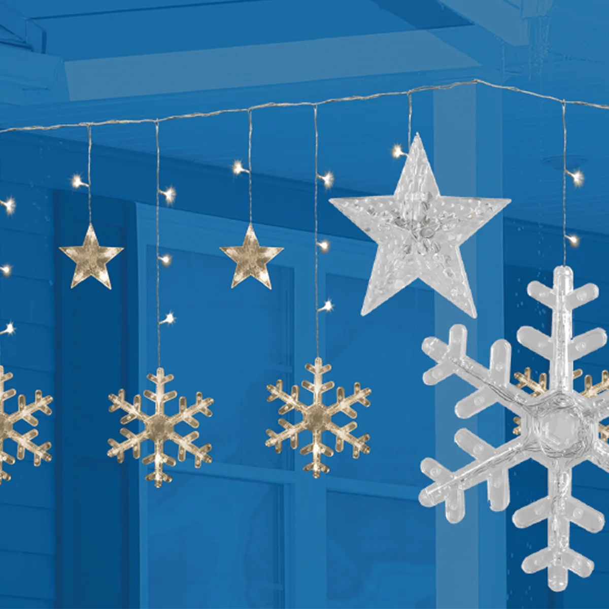 Authentic 114LED 12 Star Snowflake Outdoor Icicle Lights Refined
