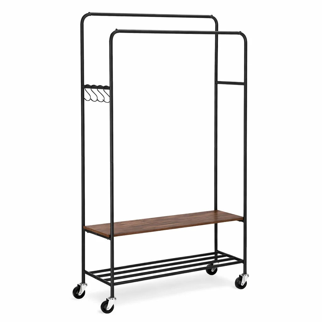 Recyclable Clothes Rack Storage With Shelves Smooth